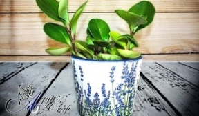 Decoupage with napkins on flower pot (lavender)